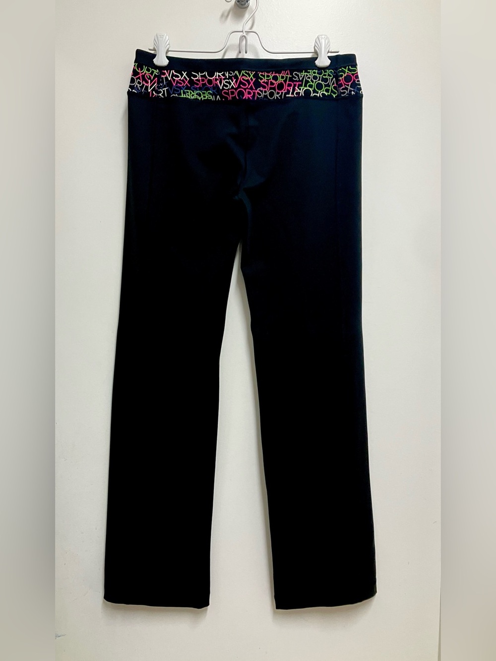 VXS Victoria's Secret Black Workout Pants with Multicolor Logo Waistband